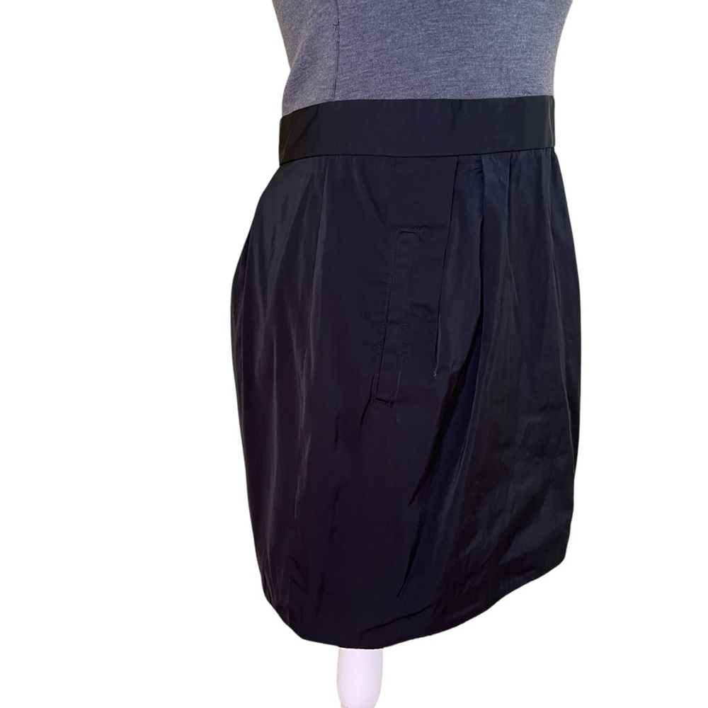 Theory Gray and Black Sleeveless Aline Mixed Fabric Mini Dress 4 - Picture 9 of 16